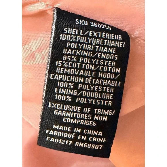 Vintage Le Chateau Medium Pink Faux Leather Moto Jacket w/ Grey Hoodie - Picture 11 of 11